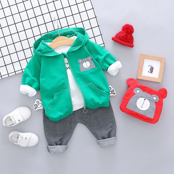 

baby boy girl set long sleeie letters multicolor autumn casual outfits t-shirt hoodie cartoon bear sweatshirt trousers1, White
