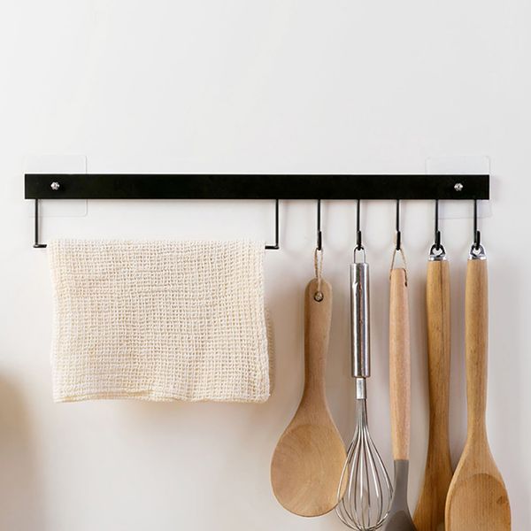 

adhesive hanger 5 hooks rustproof holder multifunctional heavy load organizer iron easy install traceless home wall hanging