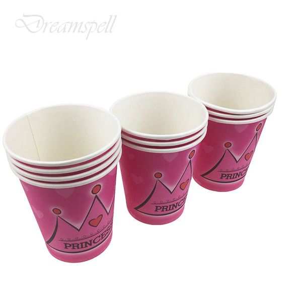 

10pcs/lot red princess crown disposable paper cups birthday party decorations kids baby shower supplies party favors