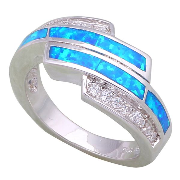 

garilina latest design women's rings white cubic zirconia blue fire opal silver ring for women r477, Golden;silver