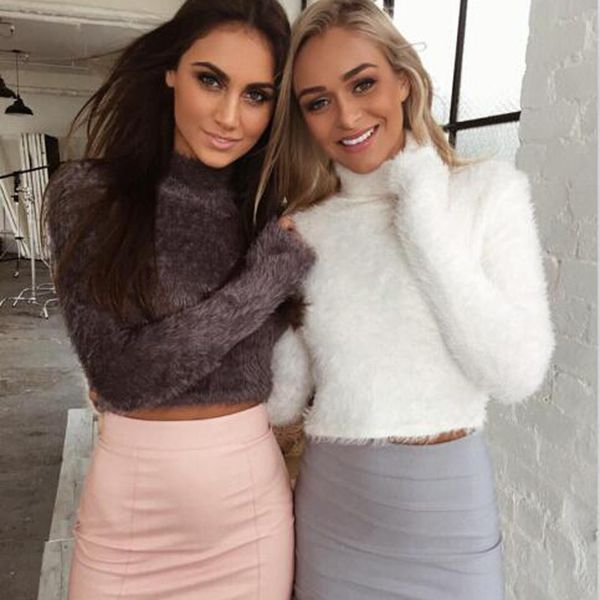 

сплошной цвет свитер с длинным рукавом с коротким свитер сексуальный женский новый свитер, White;black