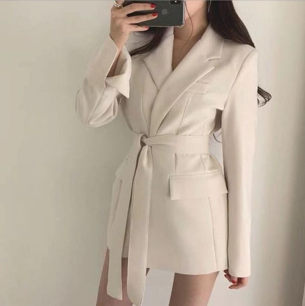 

2019 women blazer korean solid color small suit new autumn jacket female loose waist suit jacket r1775, White;black