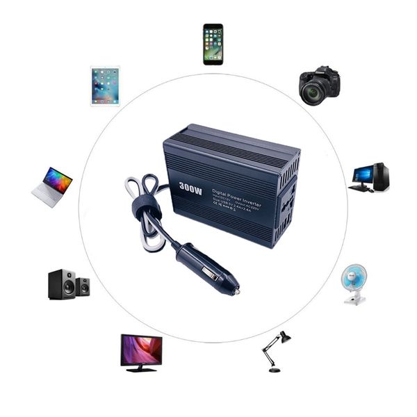 

new 300w car power inverter car styling pure sine wave power inverter ac dc converter adapter dual usb charger black us plug