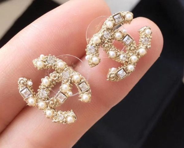 

2020 g luxury designer jewelry women earrings beaded rhinestones designer jewelry for evening prom show earrings gold