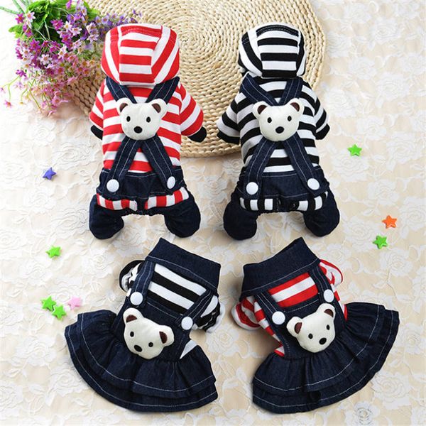 

dog clothes for dogs warm dot puppy dress fashion cat strap denim skirt pet dog clothes apparels