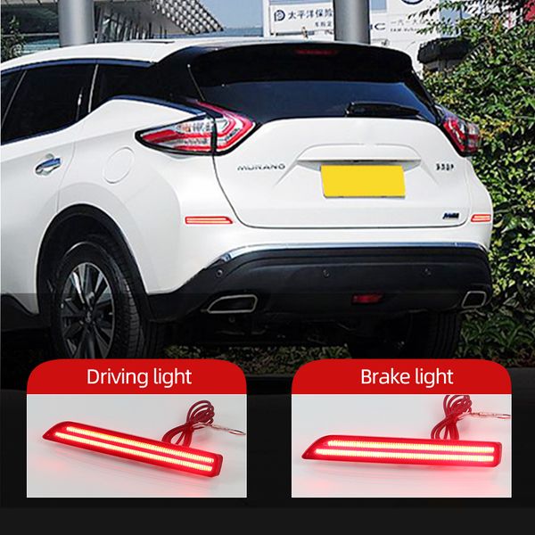 

2pcs led rear bumper reflector lights for nissan murano 2015 2016 2017 2018 2019 car drl turn signal tail fog lamp