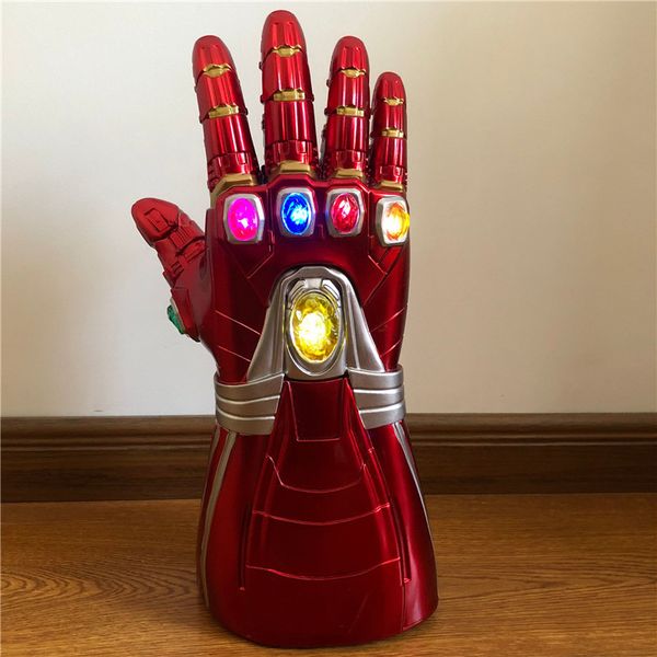 

1: 1 led light thanos gauntlet fingers flexible war cosplay led gloves kids halloween costume pro gift