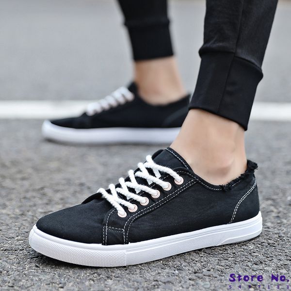 

classic solid color daily canvas set foot lazy cloth shoes 2019 new trendy men's casual thick sole shoes wild fashion men, Black