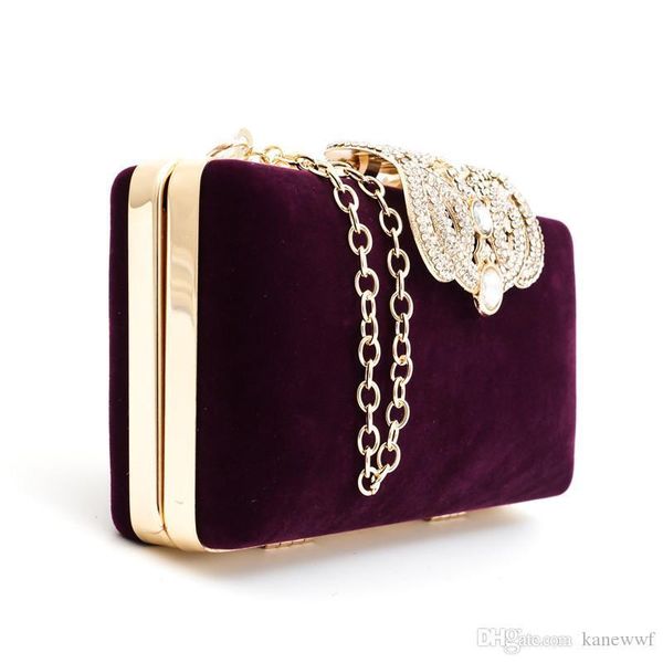 

factory direct crown diamonds velvet women bag day clutches small purse bag crystal evening bags 4 color tote 8007