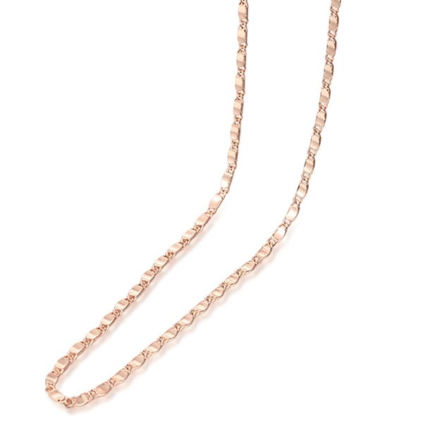 

1 шт. 3 мм ожерелье женщин мужчин 50 см ожерелье 585 розовое золото цвет гладкой вырезать цепи ювелирные изделия, Silver