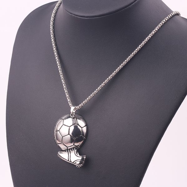 

whole sale soccer shoes necklace for men football shoes sports souvenir pendants hip fans gifts choker accessories jewelry, Silver