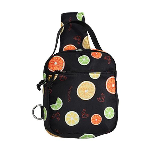 

fruit print casual women chest pack canvas outdoor crossbody bag zip purse