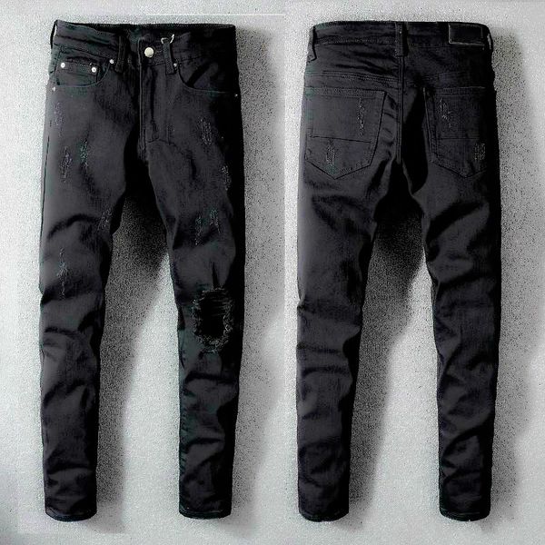 

mens amiri jeans 2019 узкие джинсы для мужчин рваные отверстия джинсы мотоцикл байкер джинсовые брюки arn19 мужчины хип-хоп мужские черные д, Blue