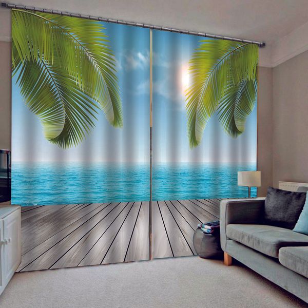 

blue seaside 3d stereo curtains 3d curtains new bay window balcony thickened windshield blackout curtains