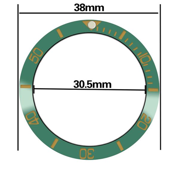 

watches spare parts, 38mm light green ceramic bezel suitable for 40 mm sub automatic watch