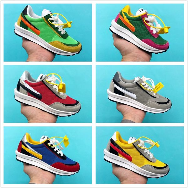 

sacai x ldv waffle kids running shoes boys girls green gusto sneaker waffle pine green sneakers sacai ldvwaffle toddler shoes trainers