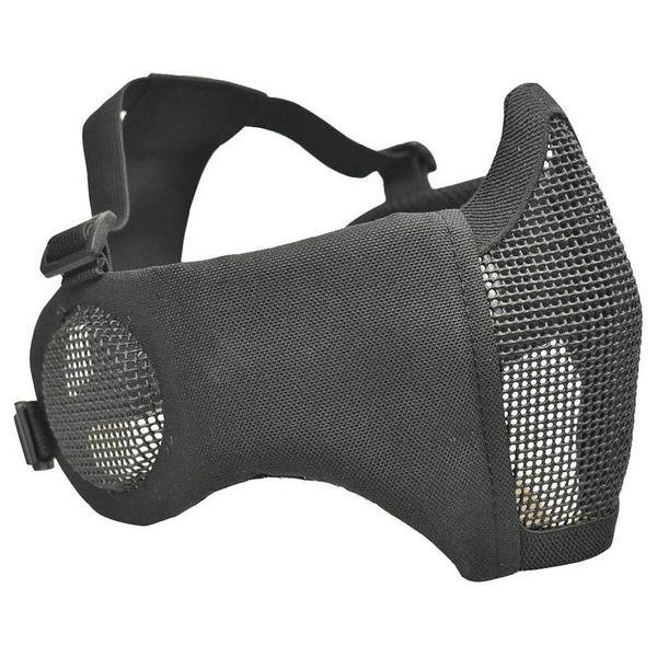 

mesh mask hunting mask cs games camo steel half face protective lower breathable,black