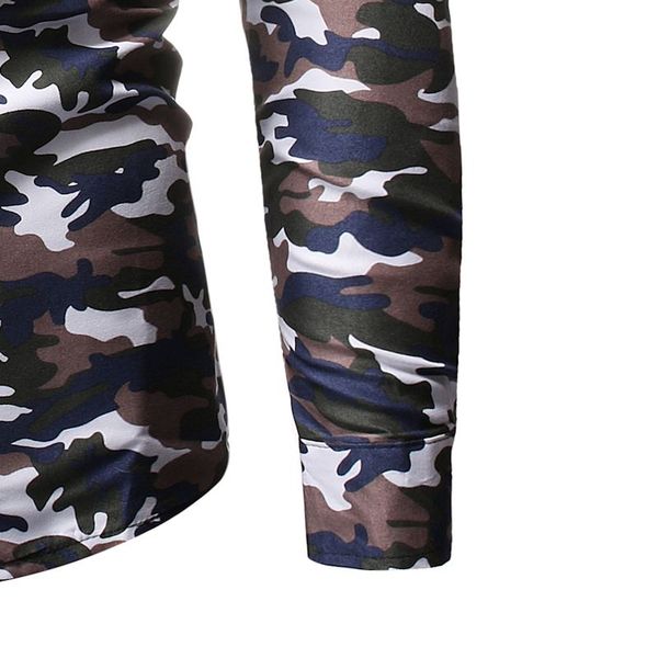 

men slim button-down shirts long sleeve lapel camouflage business plus size, White;black