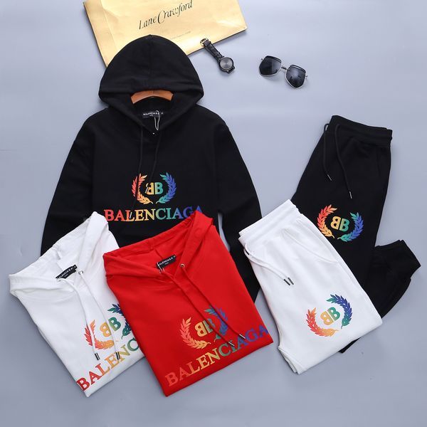 

2019 designer sportswear mens sportswear suits see autumn luxury jogging suit jacket jacket pants suit sportswear printed men's cotton, Gray