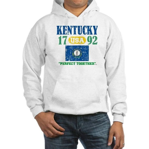 

kentucky / usa 1792 statehood "perfect together "distressed" hoodie w/pockets, Black