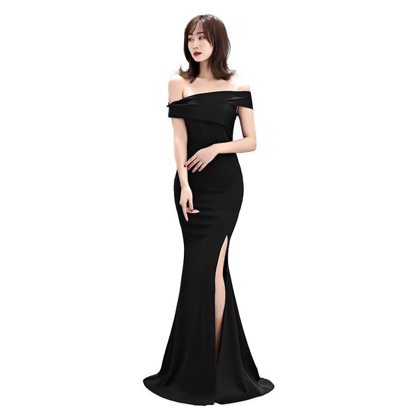 

off the shoulder mermaid evening dress black brugundy red blue formal dress women elegant evening dresses long gown 2020, White;black