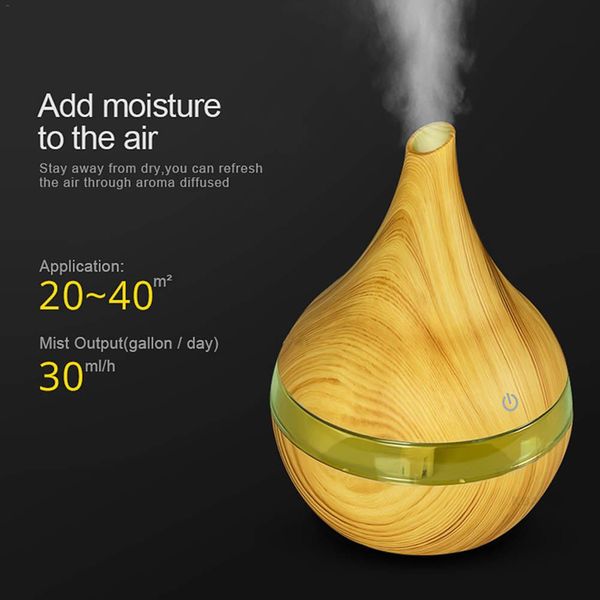 

300ml wooden ultrasonic air humidifier usb electric aroma essential oil classical air diffuser for car car accessories