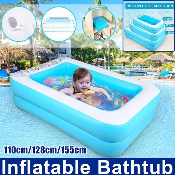 

1.1m/1.3m/ 1.5m inflatable swimming pool adults kids pool bathing tub outdoor indoor swimming