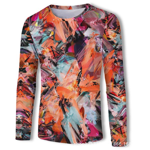 

mens designer autumn 3d digital printing color long sleeve, White;black