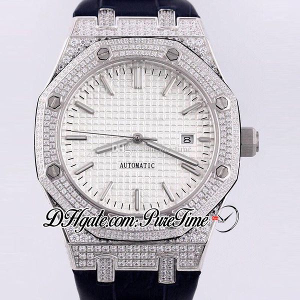 

королевский 15400 коэф a3120 мужские автоматические часы алмазный диск белый циферблат придерживайтесь маркеры синий кожаный ремешок часы pu, Slivery;brown