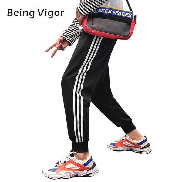 

men pants striped sweat jogger autumn casual mens sweatpants sportswear long trousers new straight pants man fitness 4xl, Black