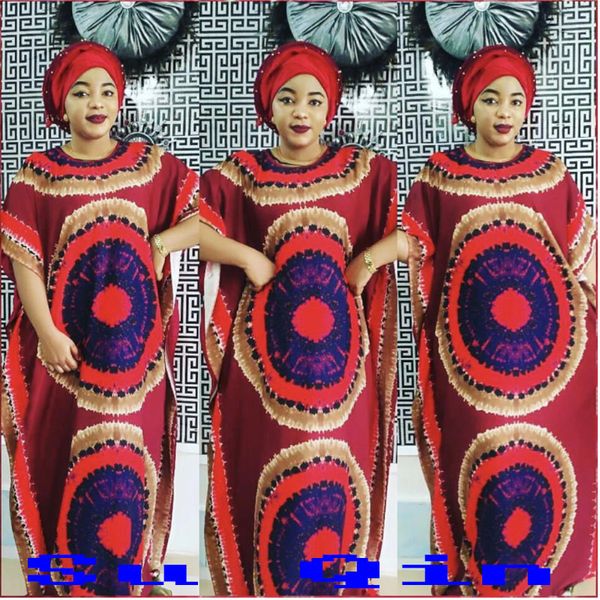 

new fashion 100% cotton print elastic sleeve loose style dashiki stripe long dresses for lady/women (cp03#, Red