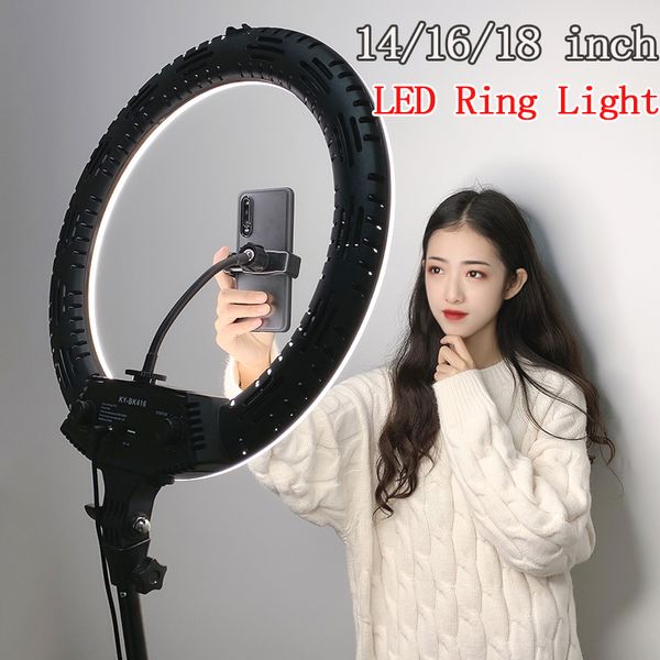 

ring led p light studio selfie stepless lighting dimmable for youtube video 3200-5600k pgraphic light with phone holder