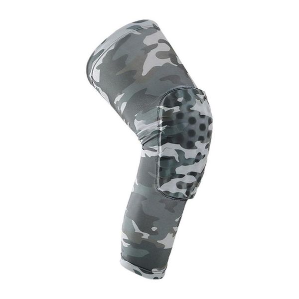 

knee brace breathable durable polyester fiber camouflage compression sleeve collision fitness keep warm silicone padded, Black;gray