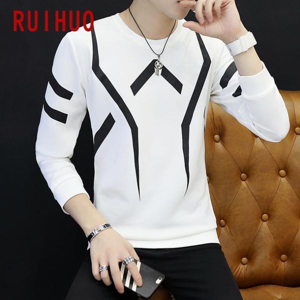 

ruihuo 2020 new striped casual sweatshirt men streetwear hip hop fashion pullover sweatshirts men harajuku brand size m-3xl, Black