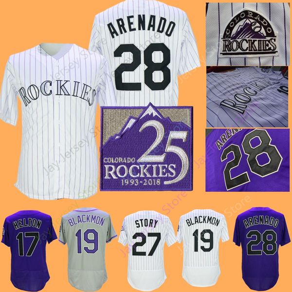 

Rockie jer ey 25th todd helton charlie blackmon colorado trevor tory nolan arenado home away all titched white pin tripe purple grey