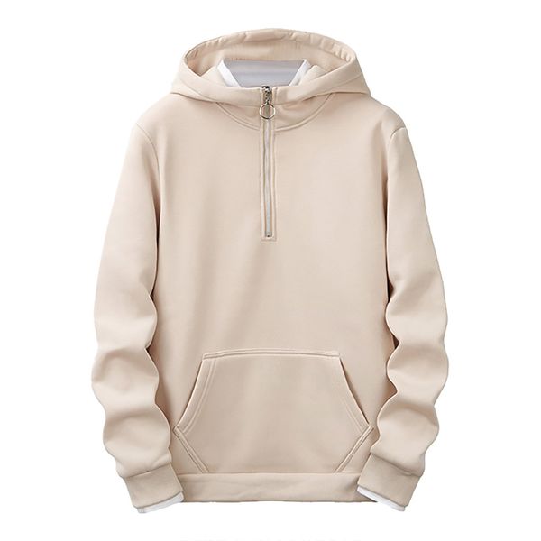 

men's new style fashion hoody pocket zipper casual cap guard pure color comfortable clothes sudadera harajuku hip streetwear, Black