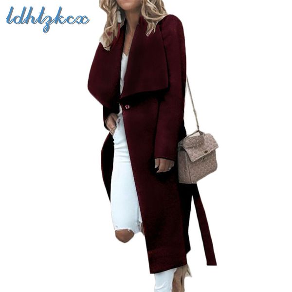 

winter coat women black plus size long sleeve irregular windbreaker 2018 autumn new europe america casual loose long coats cx600, Tan;black