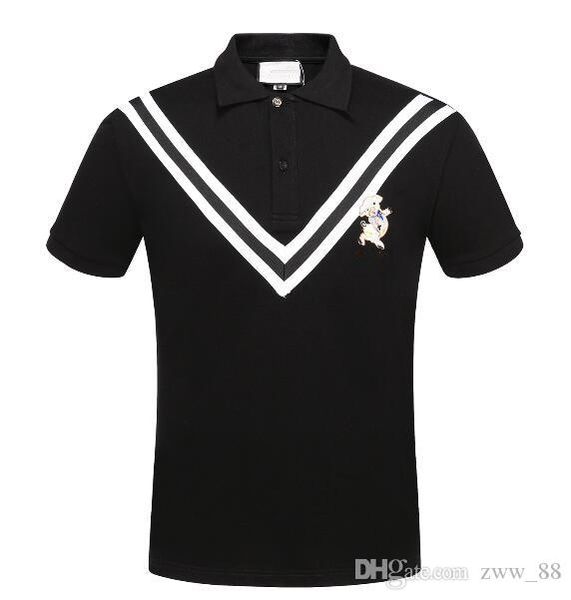 

new arrival 2018 brand men fashion short polo dog stripe embroidery adornment casual camisetas masculinas plus size m-3xl 326#, White;black