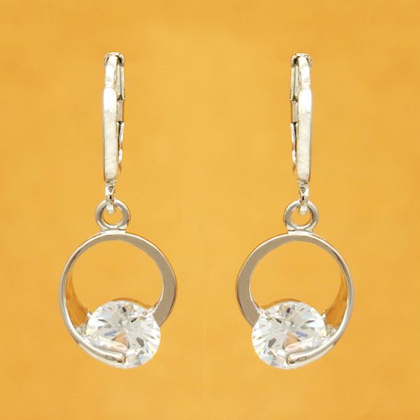 

new round zircon earrings asymmetric earrings silver plated needle hypoallergenic temperament wild female earrings