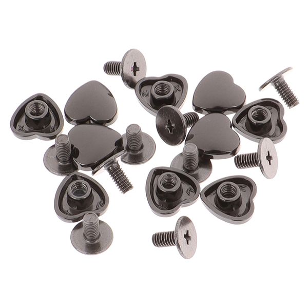 

10pcs heart shape accessories handbag shoulder bags bottom studs rivets screw, Black