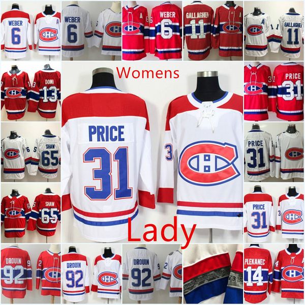

women montreal canadiens carey price jersey lady shea weber brendan gallagher max domi andrew shaw jonathan drouin montreal canadiens jersey, Black;red
