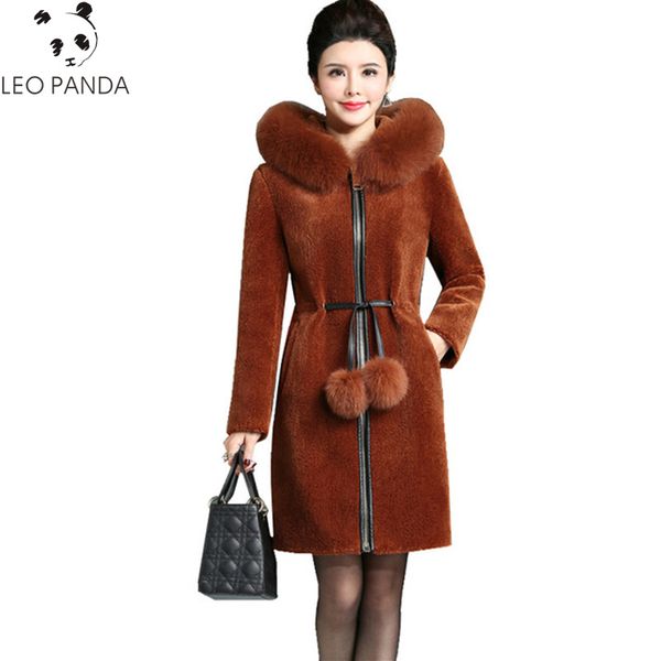 

2018 winter real wool jackets women natural fur coat sheep shearling jacket thick warm coats with fur collar wool jacket, Black