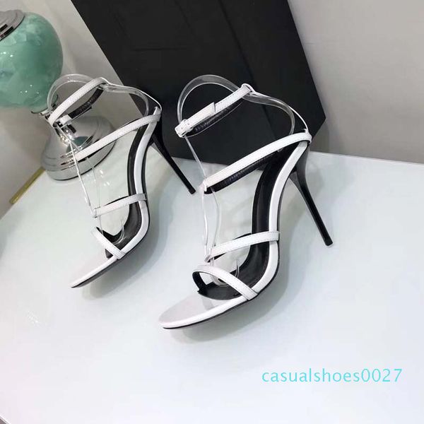 

custom made suede inside luxury designer metal strip black patent leather thrill heel pumps women tribute leather sandals. 27c