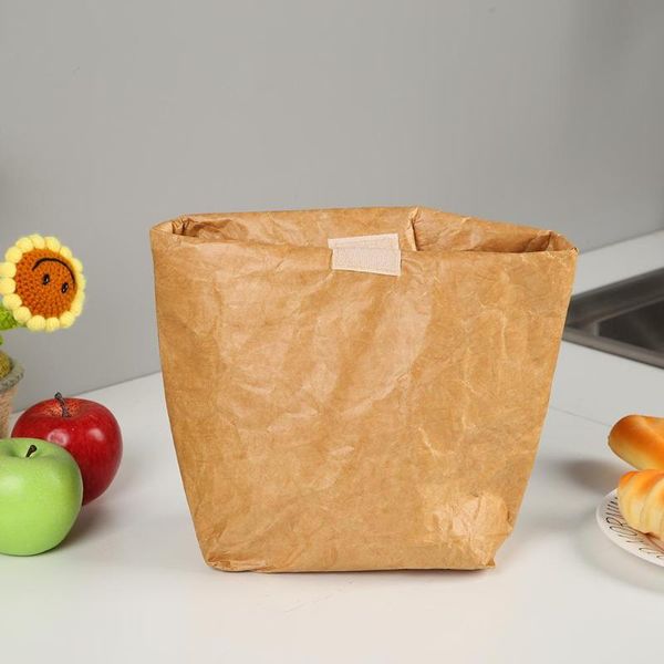 Braune Papier-Lunch-Tasche Abbaubare Umweltfreundliche wiederverwendbare Lunchbox Durable Folding Isolierte thermische Kraftpapier Tasche