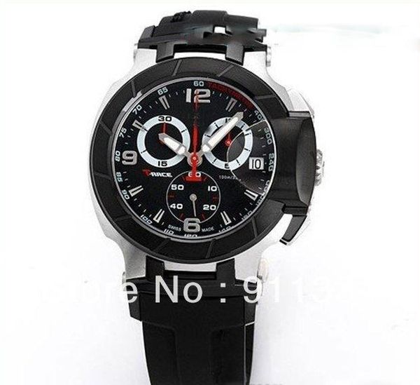 

Hot seller Wholesale Men's T048 Quartz Watch T048.417.27.057.00 Sport Black Dial Black Silicone Band CHRONOGRAPH T0484172705700