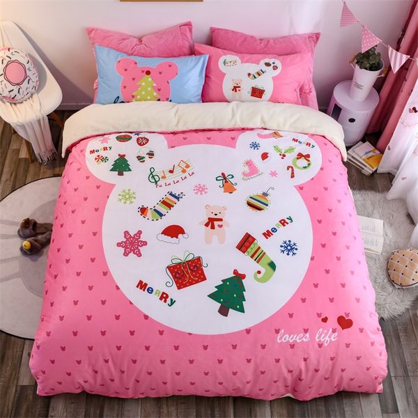 

new cotton 4 pcs christmas bedding set . pillowcase 2pcs.comfortable and cute