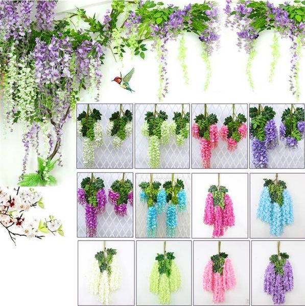 

simulation wisteria flower blossom bean flower hanging wedding fake wisteria flower wholesale decorative simulation wisteria branch5184