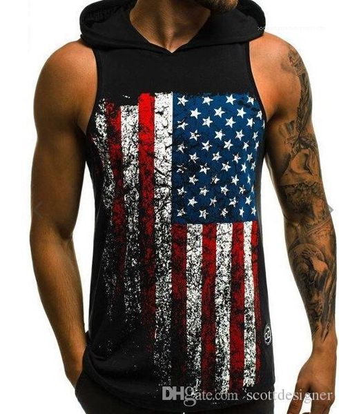 

tank crew neck sleeveless hooded fashion style vest american print casual apparel mens summer designer, White;black
