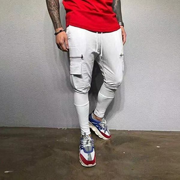 

new men multi-pocket harem hip pop pants trousers streetwear sweatpants hombre male casual fashion cargo pants jogger pants, Black