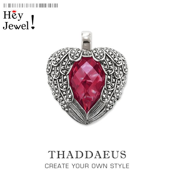 

pendant red winged heart,2020 spring fashion 925 sterling silver jewelry thomas necklace romantic crystal gift for ts woman girl